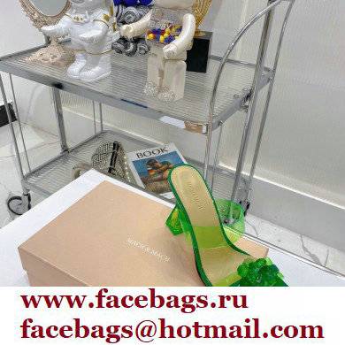Mach  &  Mach Heel 9.5cm Rose Flower Mules PVC Green 2022